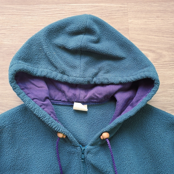 Vintage Unisex Teal Adidas Adventure Fleece Zip Up Hoodie - Picture 3 of 16
